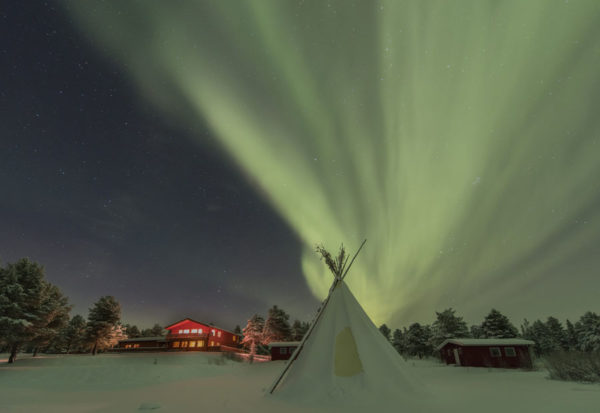 Lodge Aurora sous les aurores en Laponie